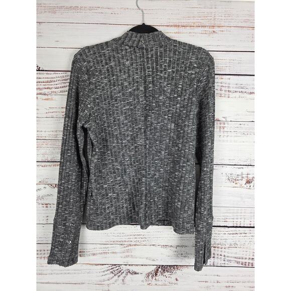 Michael Stars Mock Neck Long Sleeve Top XL Womens Grey White Pullover Soft - Picture 5 of 5